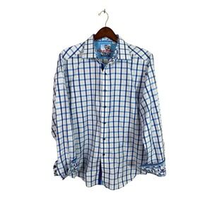 Robert Graham Flip Cuff Long‎ sleeve Button down Shirt Mens XL Plaid